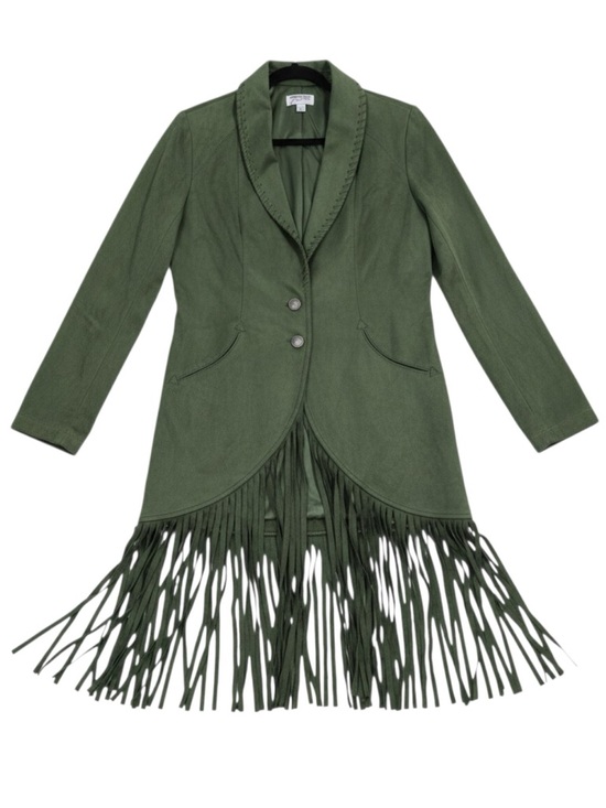 American West Jackets & Blazers - American West Carolyn Pollack Juniper Green Faux Suede Fringe Jacket XS